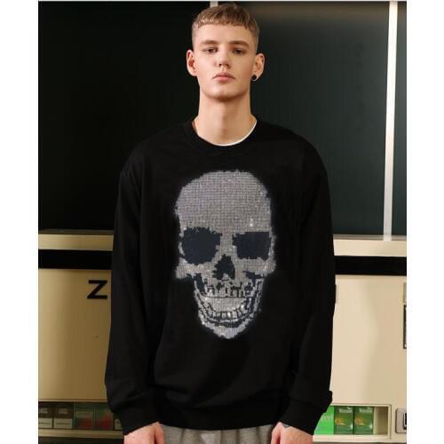 Rhinestones Sweatshirts Men Hoodies high quality sweatshirt Winter Loose Tops for boy and man