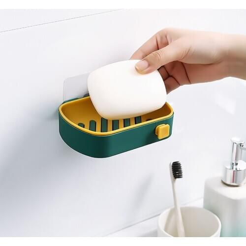 Wall-mounted Soap Dish Box Free Punching 2-layer Drain Tray Holder Storage Rack for Bathroom Toilet