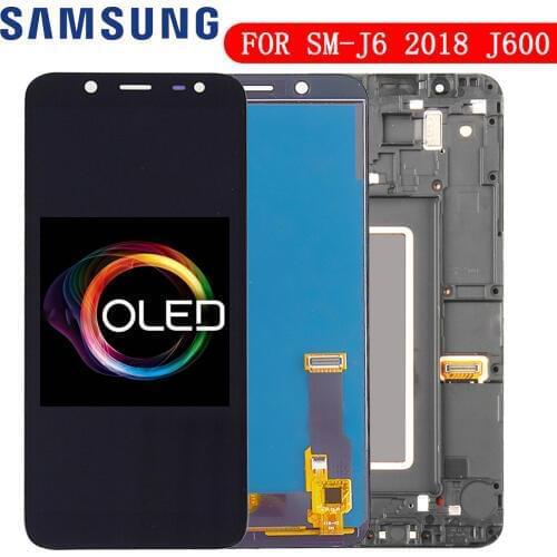 Original 5.6'' Super AMOLED LCD For Samsung Galaxy J6 2018 J600F J600 Display With Touch Screen Assembly Replacement Parts