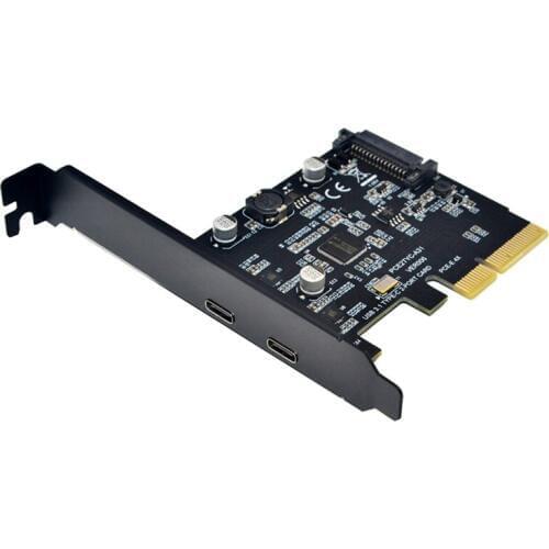 USB 3.1 To Type-C 2 Port Expansion Card PCI-E 4X To USB 3.1 Gen2 10Gbps USB C Adapter ASMedia ASM3142 Chipset for Desktop