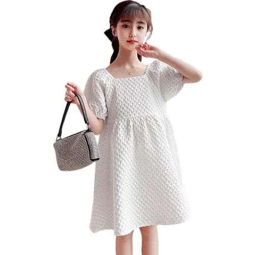 Dresses For Girls Solid Color Girl Dress Summer Party Dress For Children Casual Style Childrens Clothing