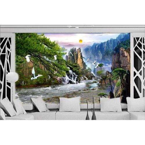 Custom 3d photo wall paper Welcome Song water TV backdrop mural wallpape Home Decoration 3d wallpaper mural
