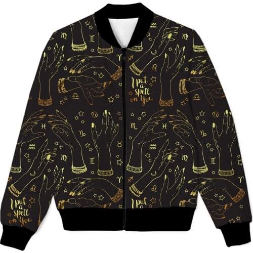 REAL American SIZE I put a spell on you - Mystery Realm Sublimation Print Zipper Up Jacket Plus SIze 4XL 5XL 6XL