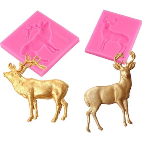 Male And Female Deer Silicone Mold Fondant Resin Aroma Stone Ornaments Mold For Pastry Cup Cake Decorating Kitchen Accessories