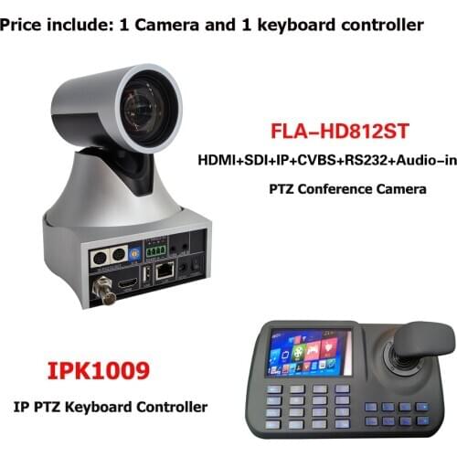 RJ45 Keyboard Controller System PTZ HDMI SDI IP Outputs Video Conference Camera 12x Zoom for Live Broadcast Conferencing