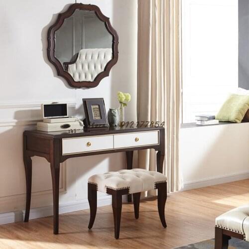 Yajuge American style makeup stool bedroom solid wood European modern minimalist dressing table chair furniture M0705