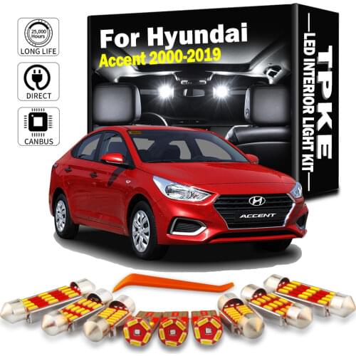 TPKE For 2000-2019 Hyundai Accent White Car Accessories Canbus Error Free LED Interior Light Kit Map Reading Dome License Lamp