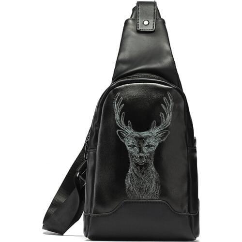 Trend new deer pattern chest bag fashion street pack men bale Korean youth small chest bag