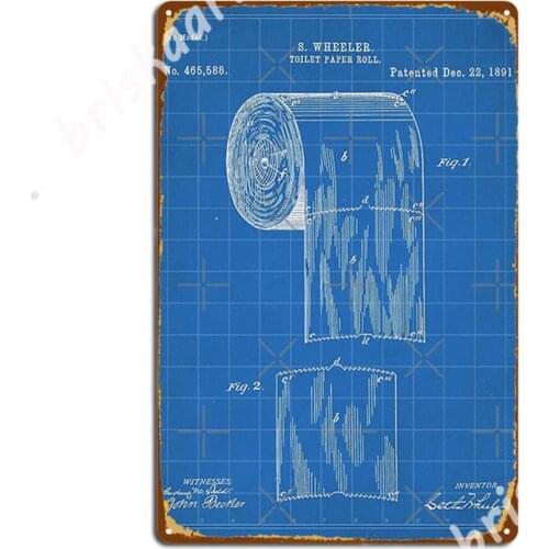 Toilet Paper Patent - Bathroom Art - Blueprint Metal Signs Club Bar Designing Wall Mural Mural Painting Tin sign Posters