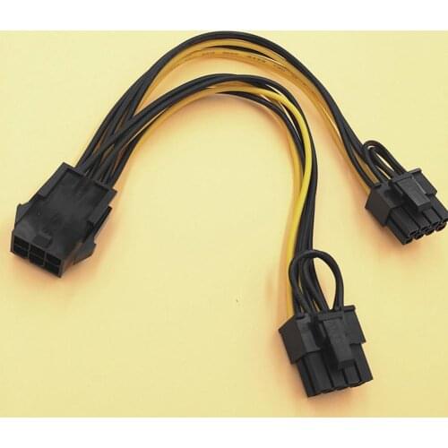 20cm 6Pin to Dual 8Pin Power Extension Cable Durable Graphics Card Power Cord Adapter for Computer PC