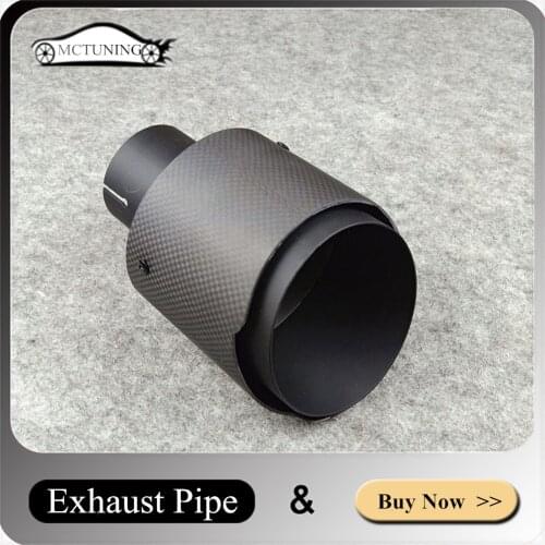 One piece Universal Exhaust tips Matte black Carbon fiber + 304 Stainless steel Exhaust system parts Muffler and tailpipe