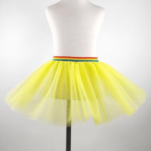 Yellow 3 Layers Simple Transparent Girl Skirts Tutu Kids Princess Party Skirt Children Clothing Ball Gown Miniskirt New Dress