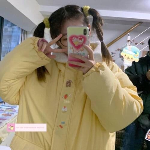 Punk kawaii womens jacket 2021 fall casual Japanese sweet preppy style long-sleeved parka coat Harajuku Oversized outerwear