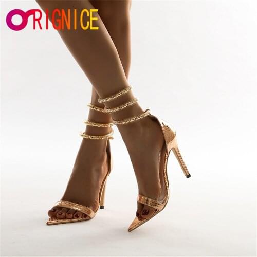 Orignice 2021 Women 12cm Snake Ring Decora High Heels Gladiator Sandals Summer Classic Sexy Peep Toe Party Prom Shoes Big Size