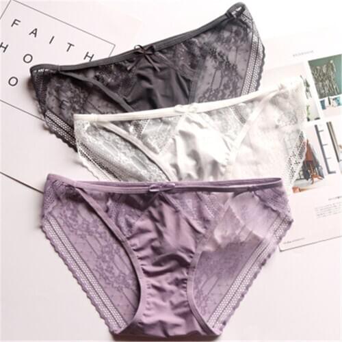 Ladies underwear cotton crotch Japanese lovely waist breathable triangle sexy lace Mesh large girls underwear T6523