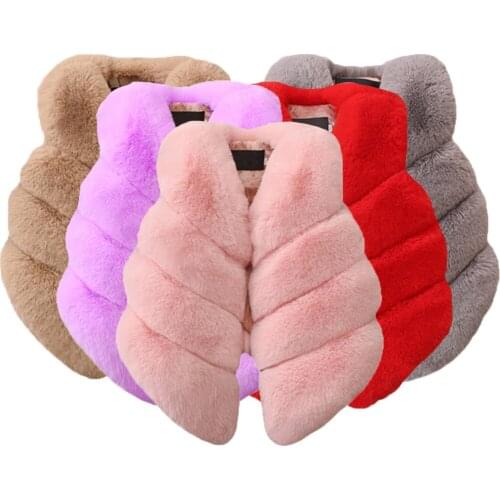 Winter Plush Imitation Fur Girls Vest Keeping Warm Clothing Fashion Children Jacket Kids Birthday Christmas Present Outerwear