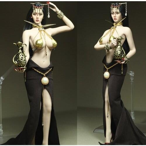 1/6 Goddess Long Dress Sexy Split Chain Skirt Black Dress Soldier Clothing Accessories 12'' Action Figure Doll