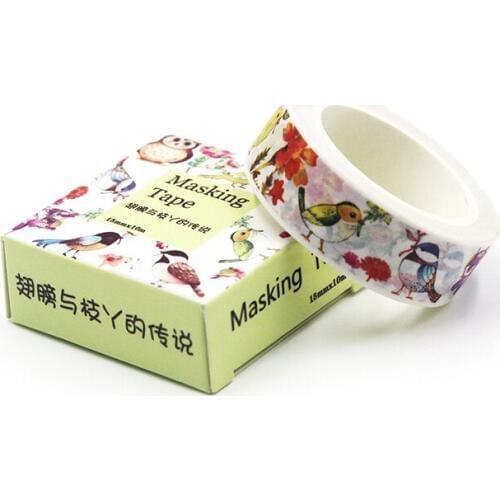 1 PCS Size 15mm*10m New Creative Cartoon Wings And Branches DIY Paper Washi Tape Decorative Adhesive Tape Masking Tape Stickers