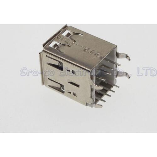 10pcs Double-deck USB Jack Female Socket 8P 180 degree AF Vertical Bend Feet H17mm