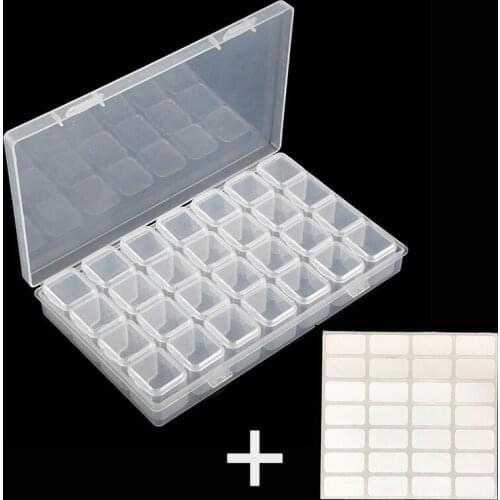 28/56/64pcs Diamond Painting Tools Accessories Beads Container Rhinestone Diamond Embroidery Stone Storage Convenience Box