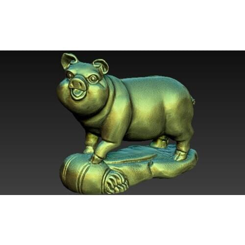 Pig 3D model for cnc or 3D printers in STL file format 3D carved animal sculpture STL model