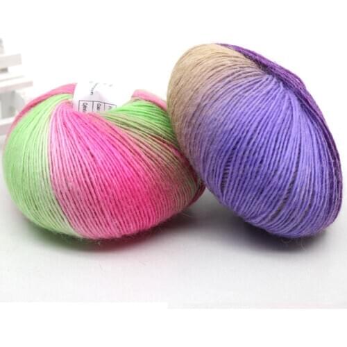 50g 15 Colors DIY Knitting Crafts Rainbow Color Printing Crochet Wool Yarn for Shawl Children Hat Scarf Gloves Sweater Knit Yarn