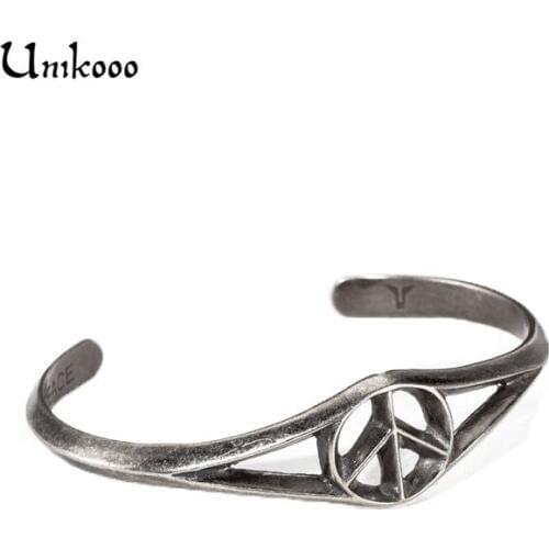 Stainless Steel Peace Bracelet Peace Sign Bracelet Peace Sign Bangle Hippie Bracelet & Bangle