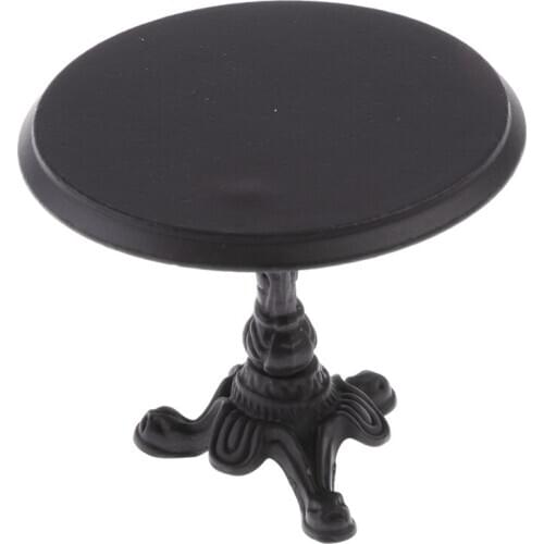 Black Dining Table Chair Furniture Set 1:12 Dollhouse Balcony Garden Decor