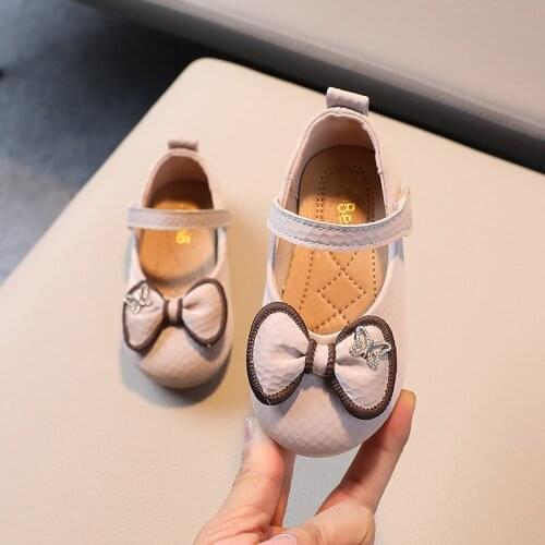 Childrens Bow Princess Leather Shoes New Girls Single Shoes Soft Sole Spring Autumn Sweet Baby Toddler Shoes Cute Flats 22-31