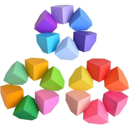 Kids Montessori Color Corner Stone Building Block Toys Large Particle Polygonal Petal Building Block Jenga Game Educational Toys