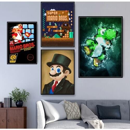 Home Decor Canvas Mario Bearded Man Pictures Cartoon Wall Art Paintings Prints Modern Modular Poster Living Room No Framework