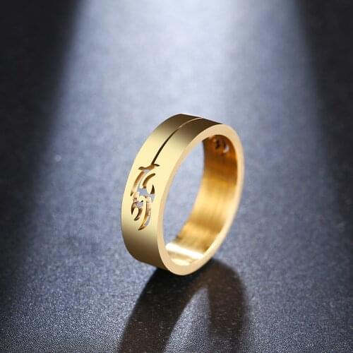 DOTIFI For Women Ring Hollow Geometry Stainless Steel Gold Silver Color Fashion Jewelry Gift R343