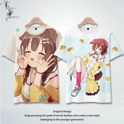 Inugami Korone 3D Printing T-shirt Summer Fashion Round Neck Short Sleeve Popular Japanese Streetwear Plus Size