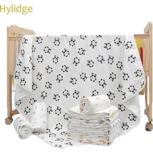 Hylidge Class A Printed Baby Bath Towels Gauze Cotton Square Blanket Summer Newborn Baby Swaddle Blanket 100*100CM