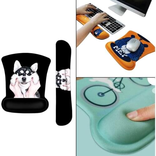 Cute Dog Memory Foam Gaming Keyboard Wrist Pad Mouse Wrist Rest Support Pad Sets for Working Gaming Fatigue Relieves