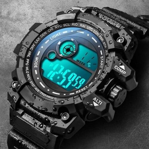 Cool Luminous Men Sport Watch High-end Silicone Strap Military Wrist Watch Led Calendar Waterproof Digital Watch