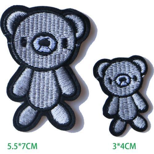 Fashion Little Cute Silver Bear Patch for Clothing Iron on Embroidered DIY Applique Sew On Fabric Badge on the Backpack