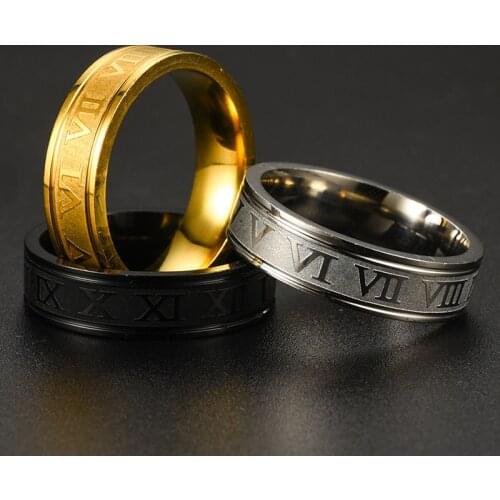2021 Vintage Roman Numerals Men Rings Temperament Fashion 6mm Width Stainless Steel Rings For Men Jewelry Gift Can Be Wholesale