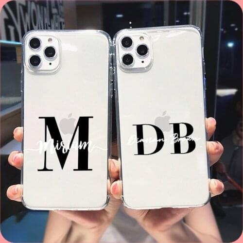 Custom Big letters Your Name Phone Case For iphone SE 2020 6 6S 7 8 Plus X XR XS Max 11 Pro 12 Mini MAX Soft Silicone Phone Case