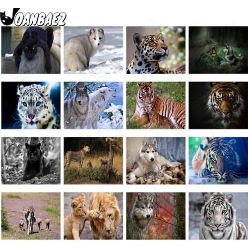 Wildlife Diamond Painted Numbers Wolf Mosaic Kit Leopard Cross Stitch Embroidery 5D Diy Hand-Inlaid Wall Decoration Design