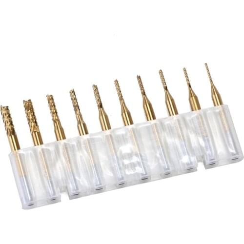 10 Pieces Set Tungsten Carbide Extended PCB Corn Cutter CNC Engraving Wood Router Corn Milling Cutter PCB Drill