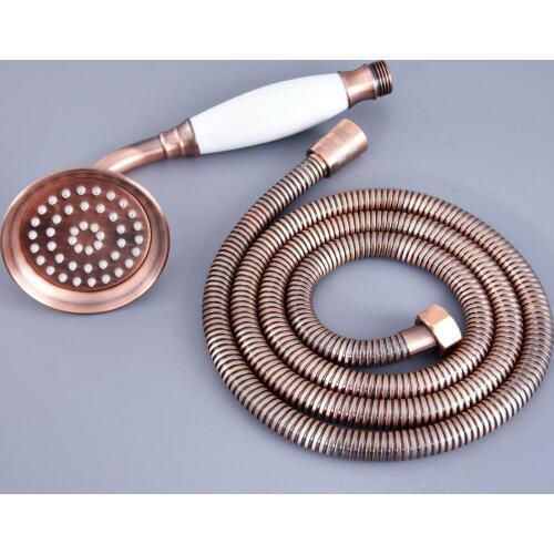 High quality Red Copper Antique Ceramics Telephone Handheld Shower Kits and 1.5M Hose Set Nhh130