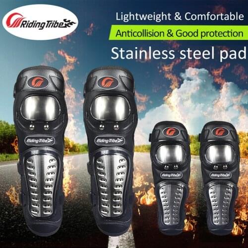 Riding Tribe Stainless Steel Motorcycle Protective Knee Pad Elbow Pad Outdoor Racing Motocross Protect Guards Lightweight HX-P15
