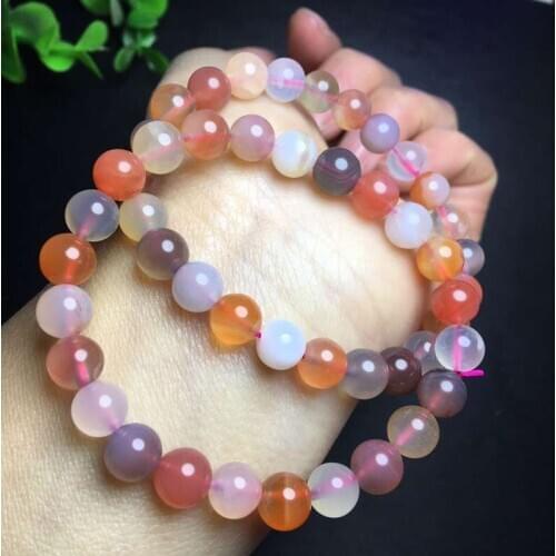 Natural Colorful Salt Source Agate Crystal Beads Stretch Bracelet 8-7.5mm(cx)