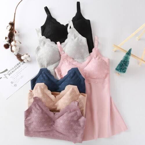 New German Velvet Thermal Underwear Women Non-marking Chest Pad Thermal Vest Women Brushed Heating Vest Sling