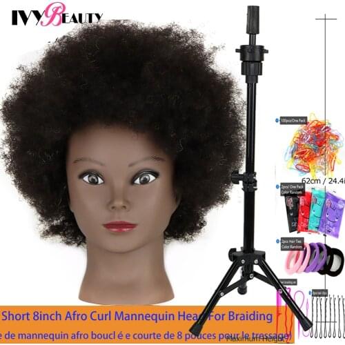 New African Maniquin Head And Stand With Adjustable Tripod Professional Styling Braiding Mannequin Head With Wig Stand Tipod