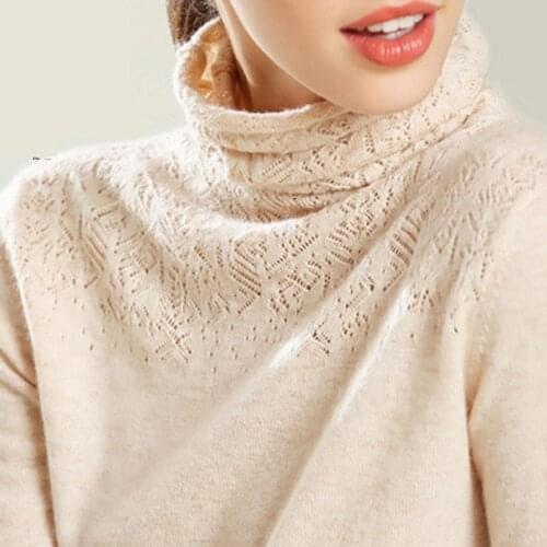 Autumn Winter Turtleneck Pullover Sweater Woman 2xl Plus Size Sweater Soft Thickened Slim Knit Hollow Bottoming Sweater