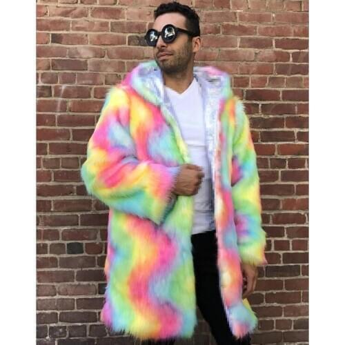 Autumn faux fur leather jacket mens and women warm multicolor fur leather coat men loose jackets winter thicken fashion b550
