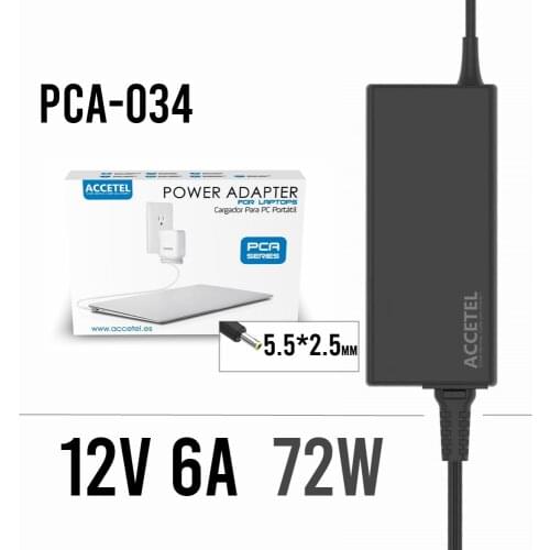 PCA-034 LCD charger 12V 6A 5.5*2.5mm 72W for laptop