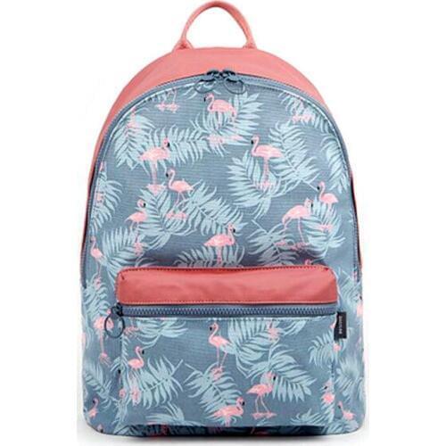 FADISH Korean 3D Flamingo Cartoon Printing Backpack Stitching Floral Casual Daily Travel Bag Teenagers School Bag Mochila